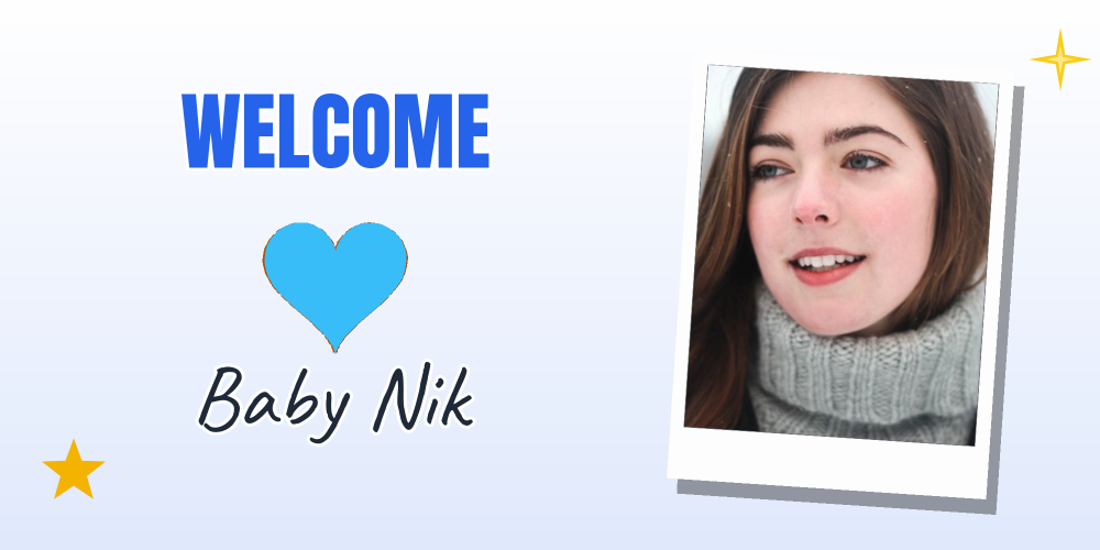 Newborn banner — Welcome, Baby Nik